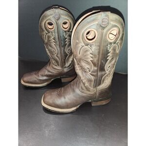 Dan Post Boots Men Brown Leather Square Toe Cowboy Boots Style 4562 Size 7.5 D